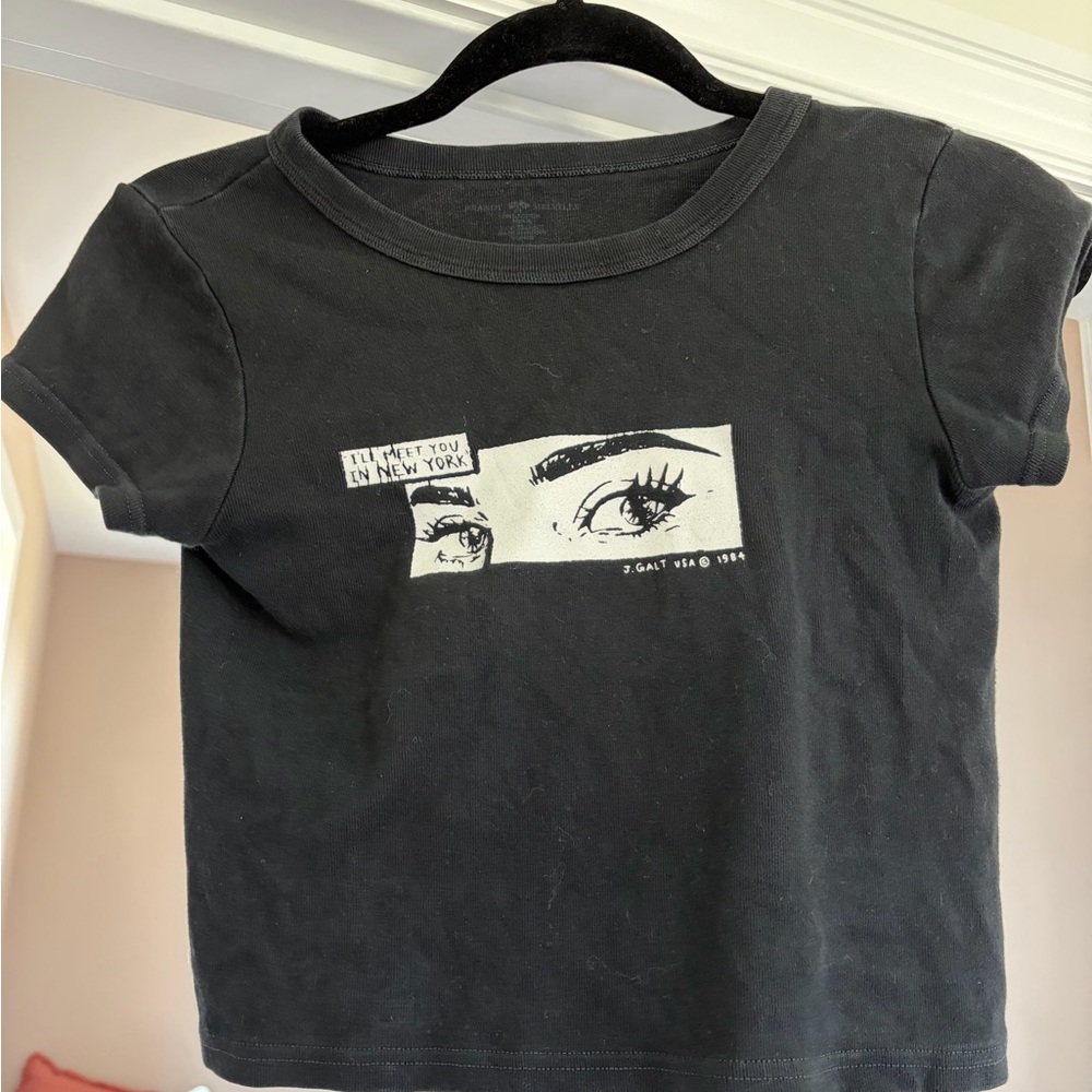 Brandy Melville Black Crop Top with Eye Graphic